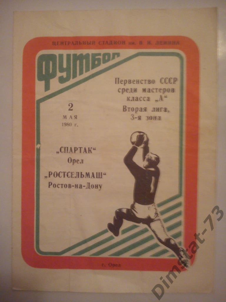 Спартак Орел - Ростсельмаш Ростов 1980