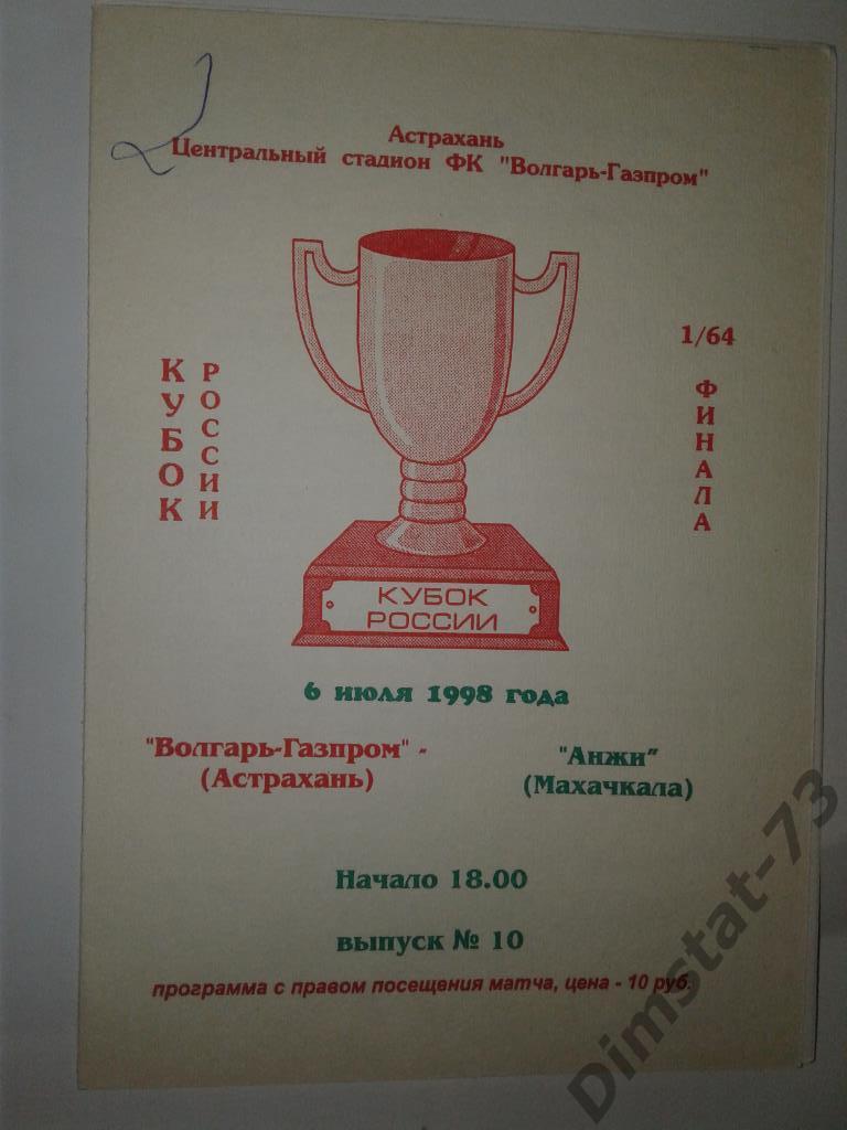Волгарь-Газпром Астрахань -Анжи Махачкала 1998 Кубок России