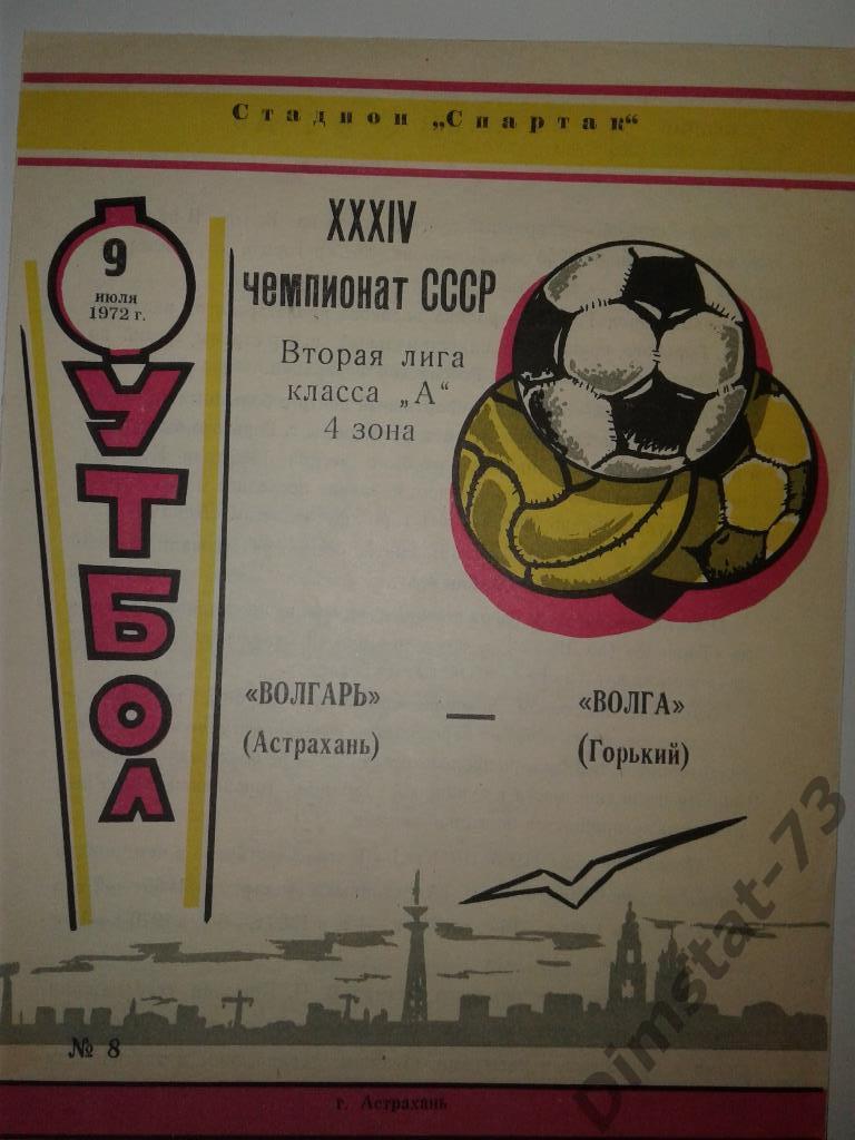 Волгарь Астрахань - Волга Горький 1972