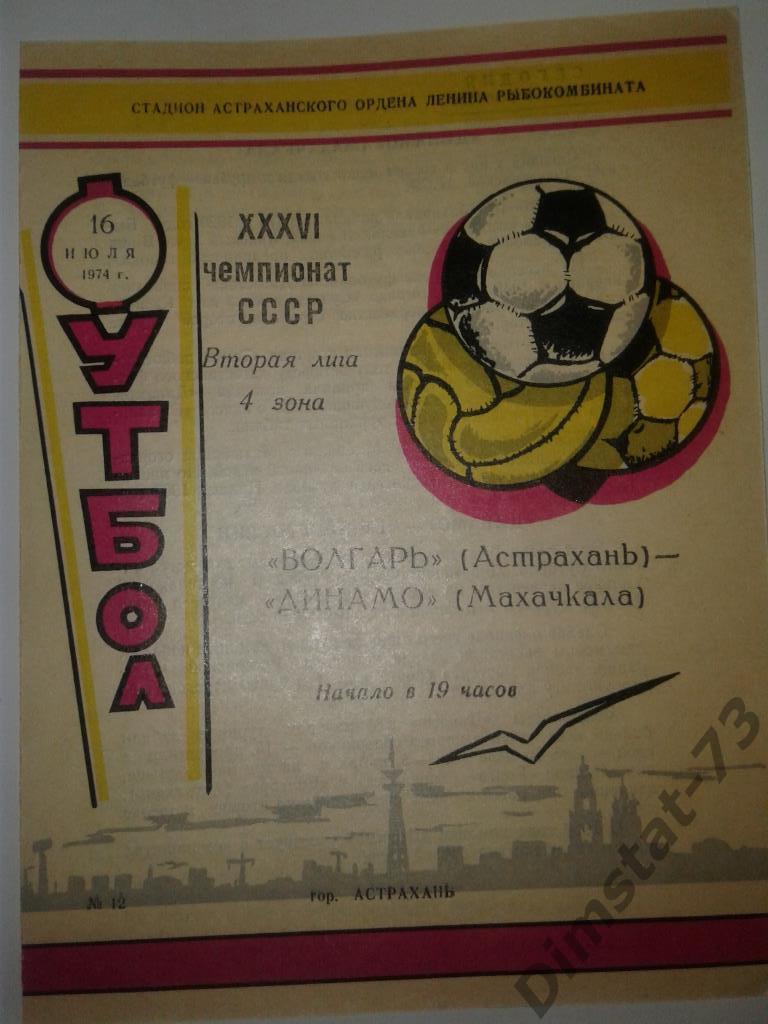 Волгарь Астрахань - Динамо Махачкала 1974