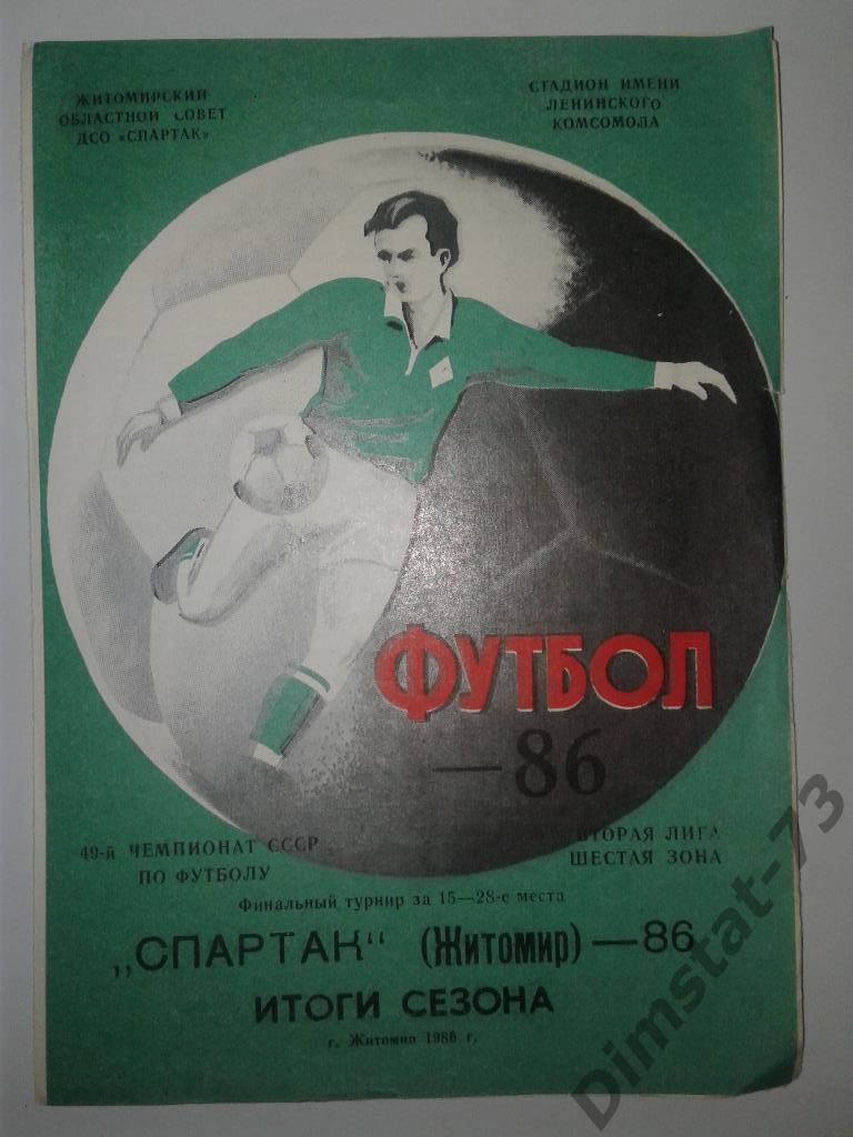 Житомир 1986 итоги сезона
