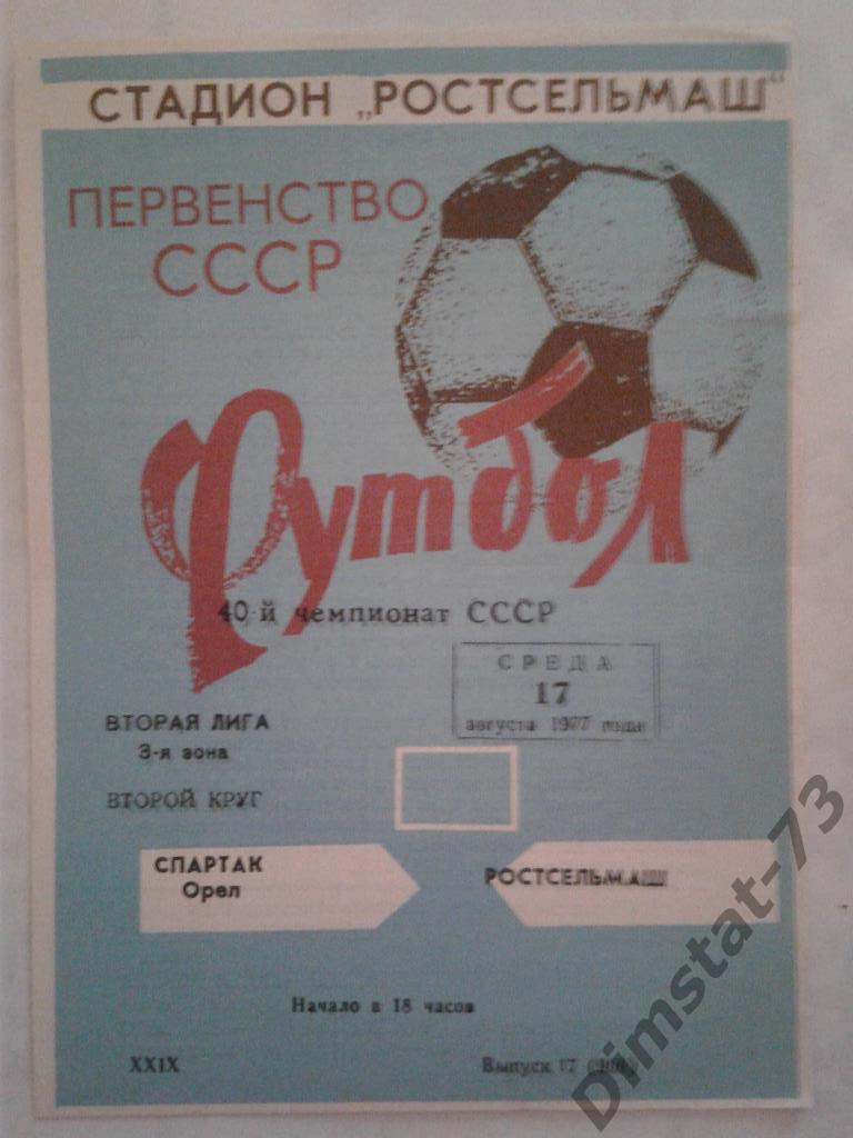 Ростсельмаш Ростов-на-Дону - Спартак Орел 1977
