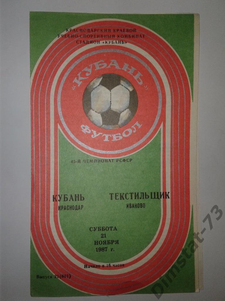 Кубань Краснодар - Текстильщик Иваново - 1987 Чемпионат РСФСР