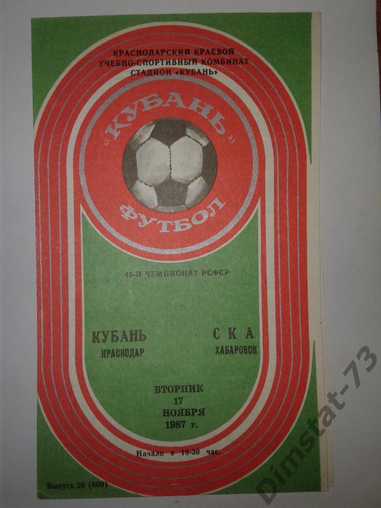 Кубань Краснодар - СКА Хабаровск - 1987 Чемпионат РСФСР