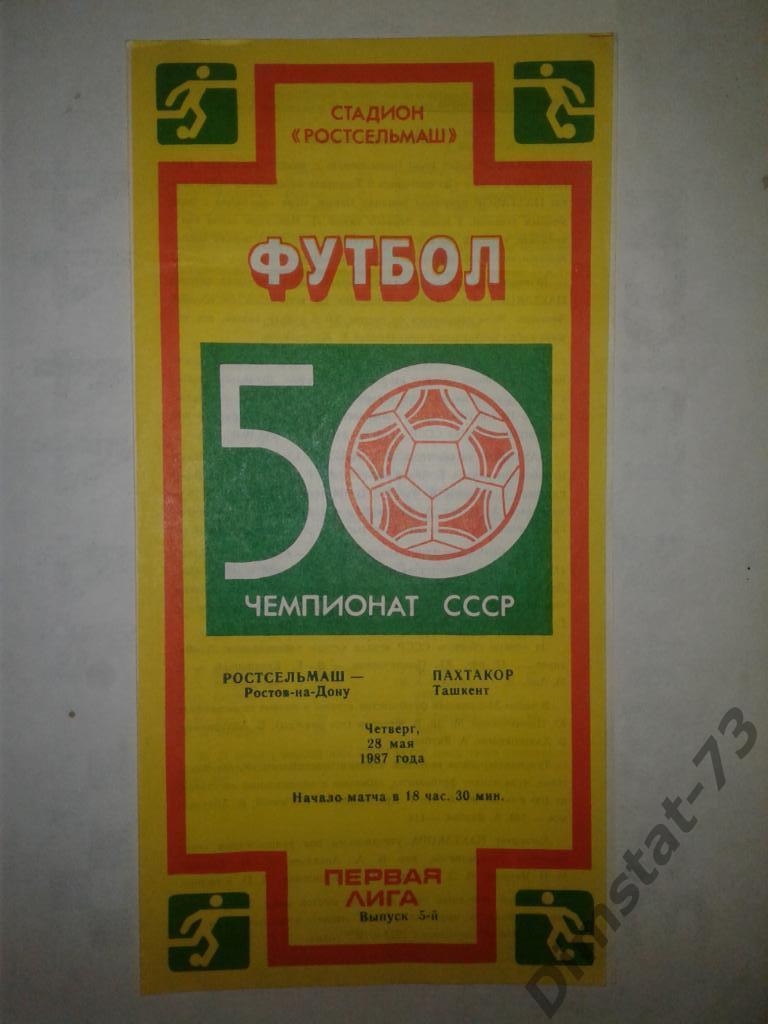 Ростсельмаш Ростов-на-Дону - Пахтакор Ташкент - 1987