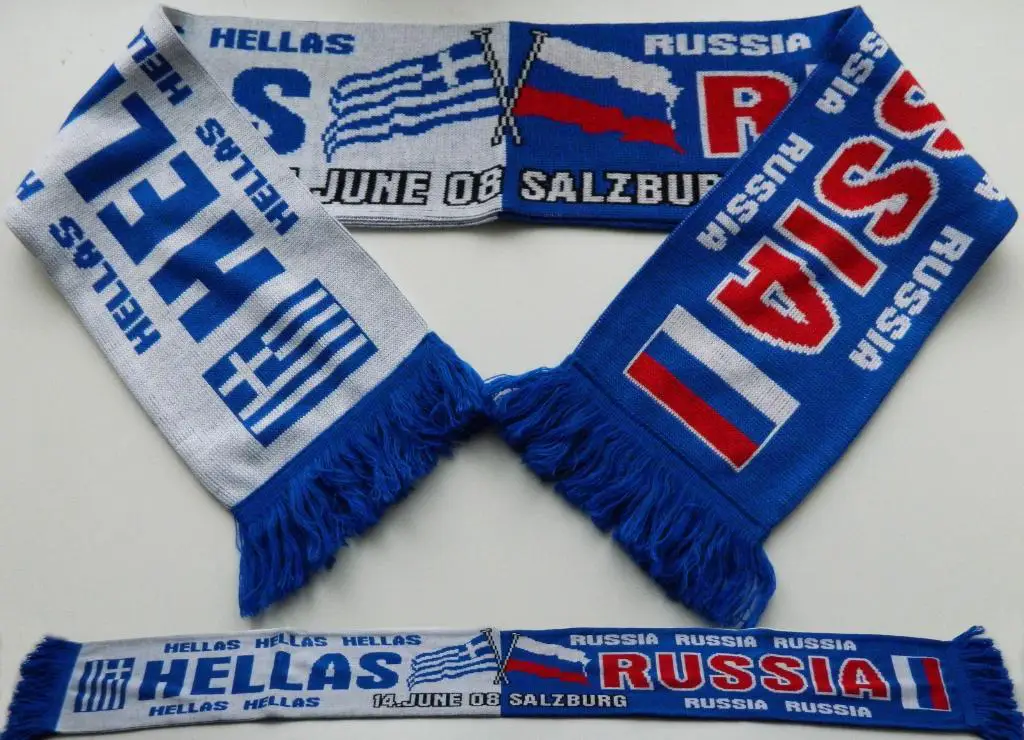 Шарф матчевый футбольных сборных России (Россия) и Греции (Греция), 2008 год