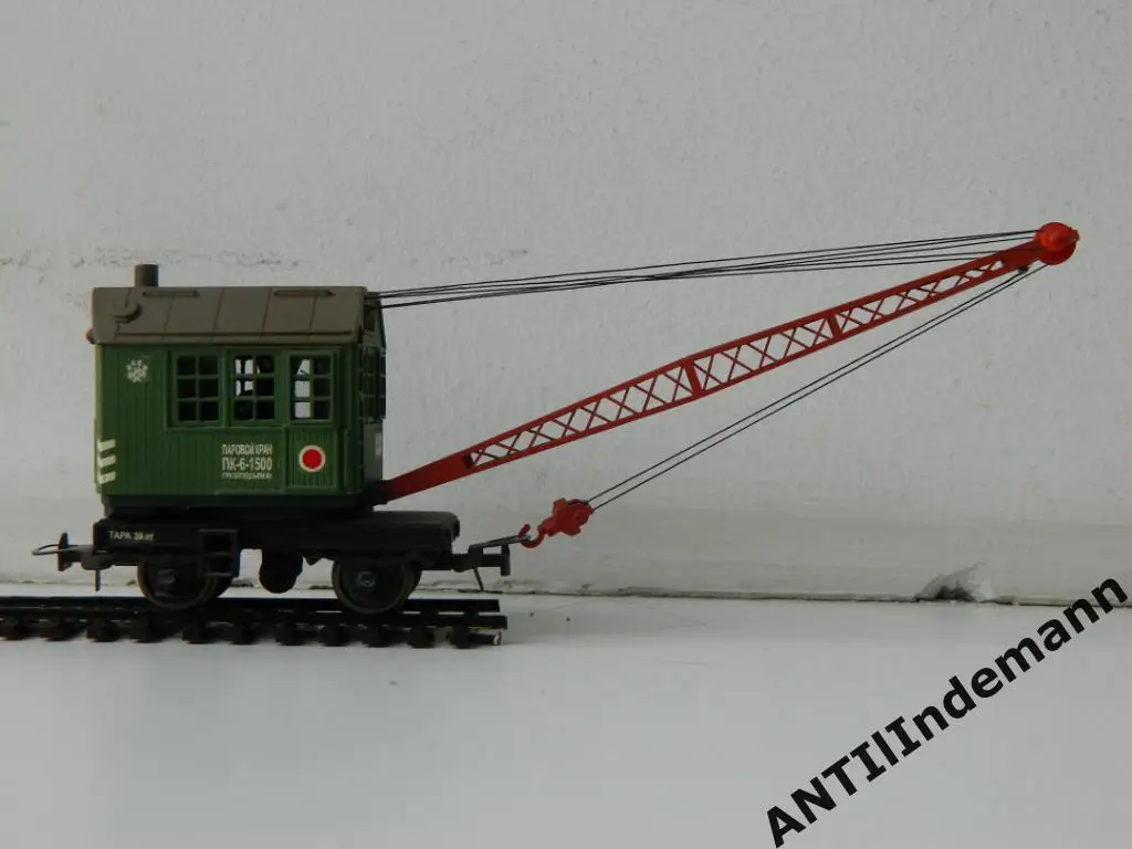 Железнодорожный кран ПК-6, СССР. Масштаб H0 1/87 (16,5 мм) 2