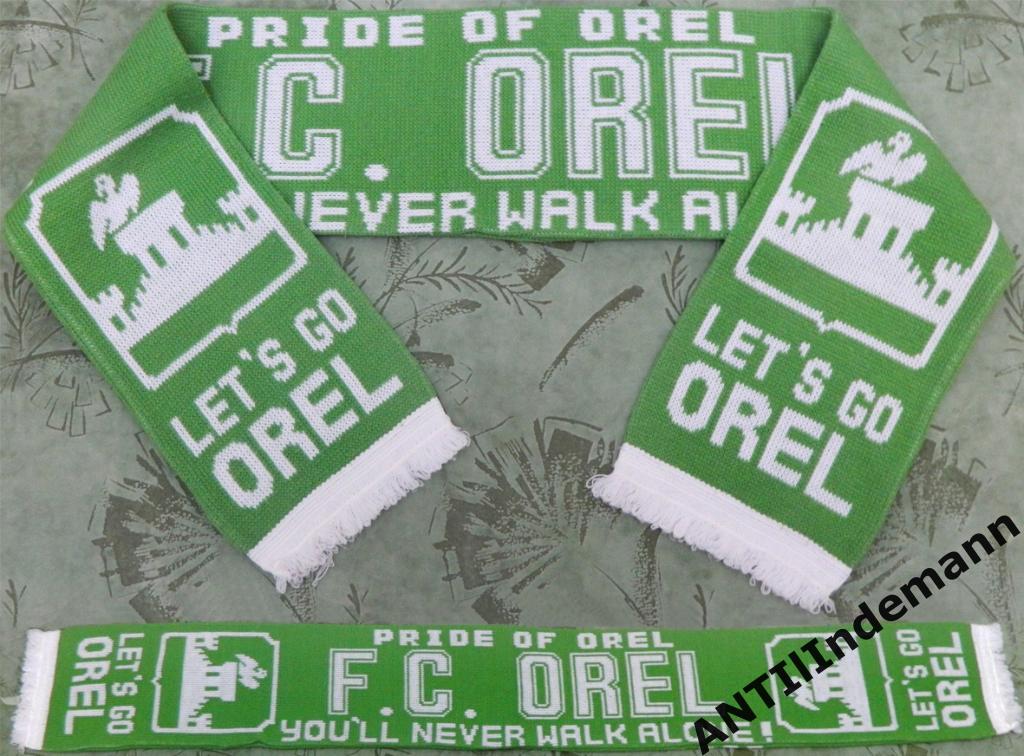 Шарф ФК Орел “Let’s go OREL”. Один из первых шарфов клуба, 1998 год