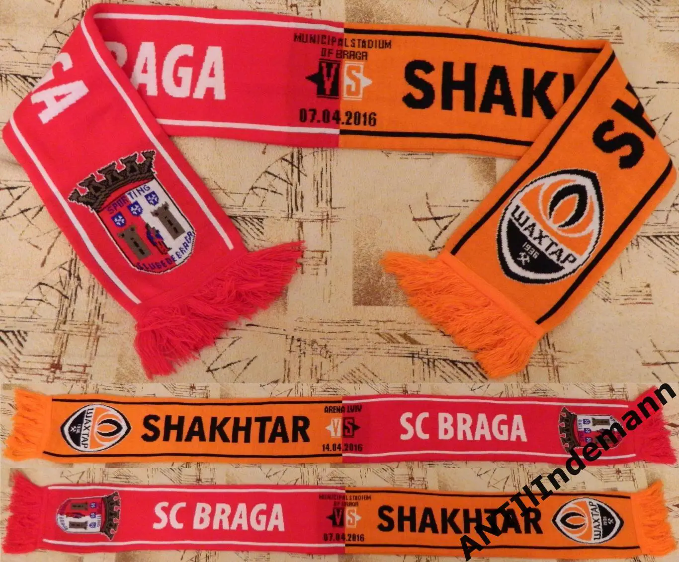 Шарф матчевый ФК Шахтер Донецк (Украина) - Брага (Португалия), 2016 г.
