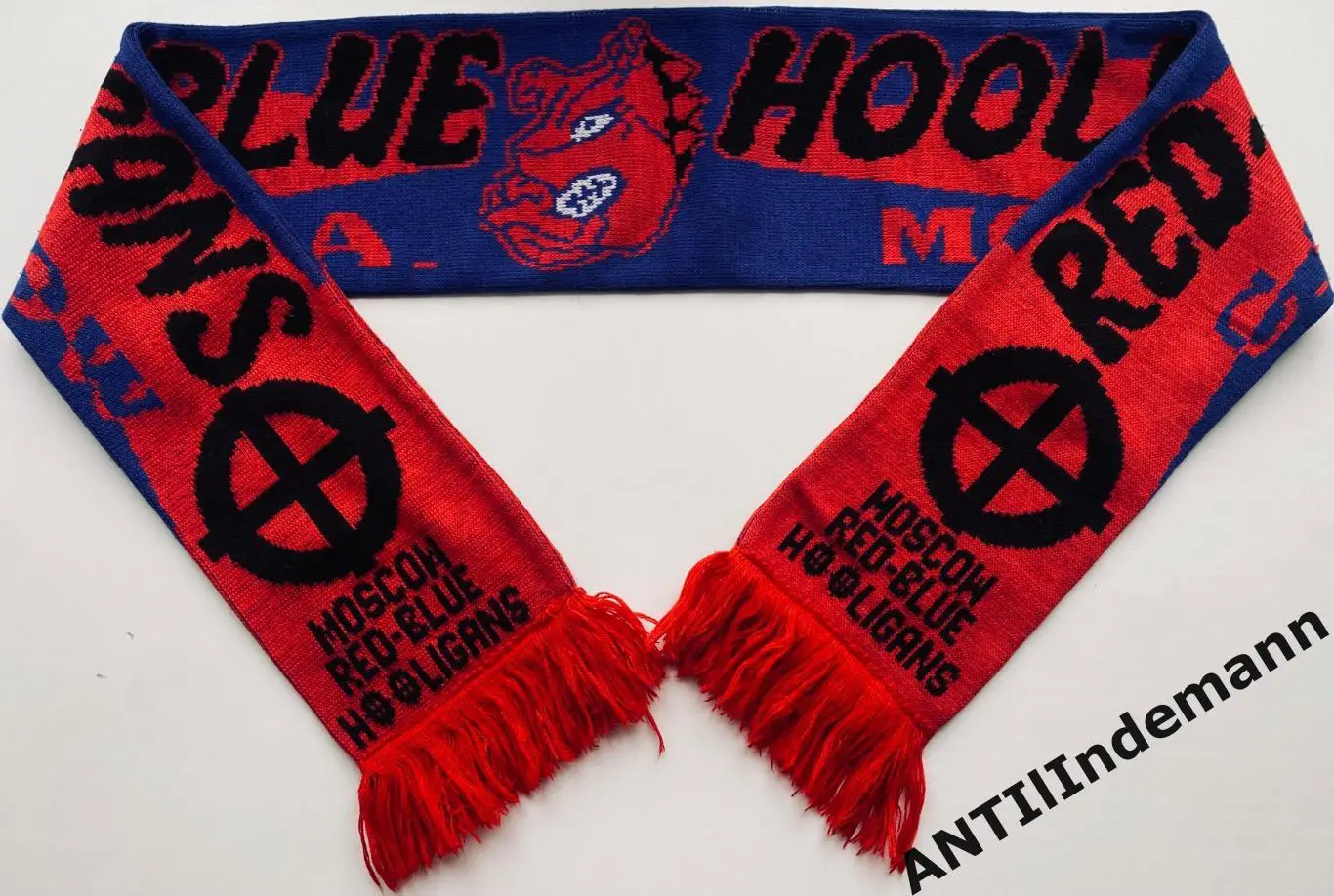 Шарф ЦСКА Москва Red-Blue Hooligans, пошив 1990-х гг.