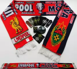 Шарф матчевый ФК ЦСКА Москва - Ливерпуль (Англия), Суперкубок 2005 года