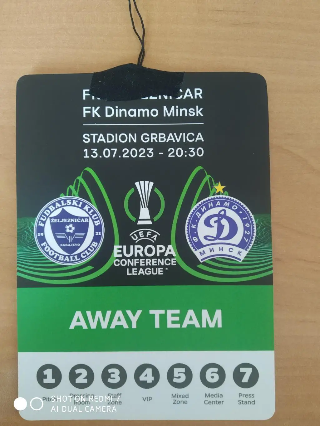 Пропуск -бэйджик на матч Железничар-Динамо Минск-2024