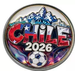 Оригинальный коллекционный знак,посвященный ЧМ 2026 по футболу Чили CHILY