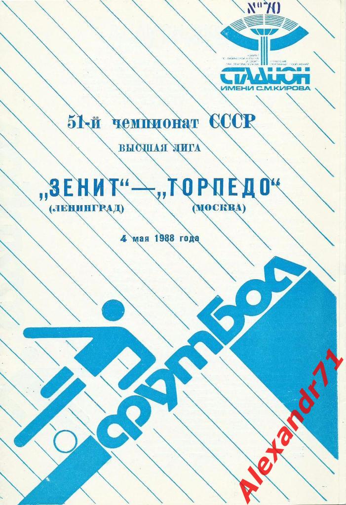 1988. Зенит Ленинград - Торпедо Москва (04.05)
