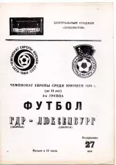 ГДР -Люксембург 27.05.1984 чемпионат Европы юноши 1984