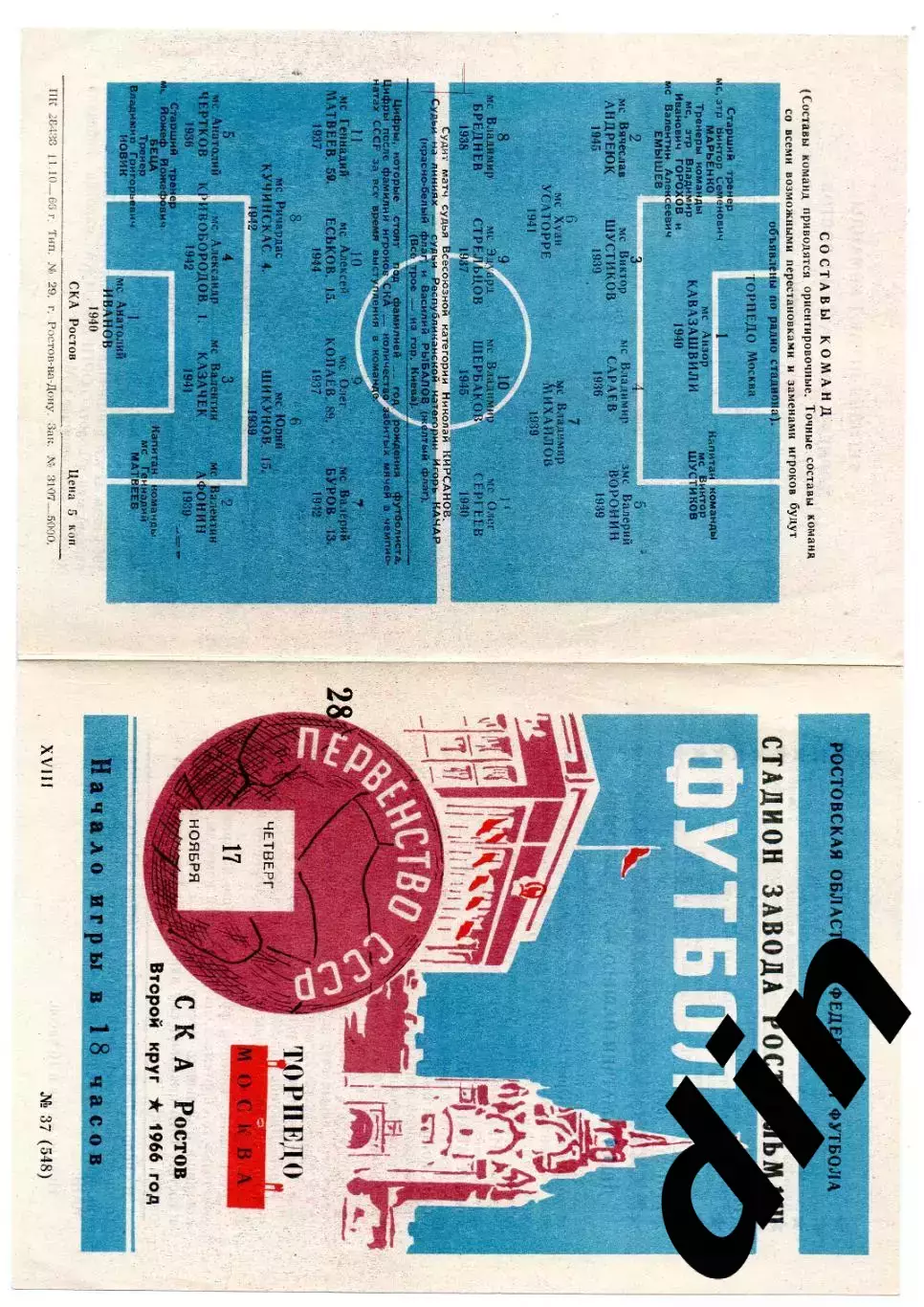 СКА Ростов-на-Дону - Торпедо Москва 17.11.1966