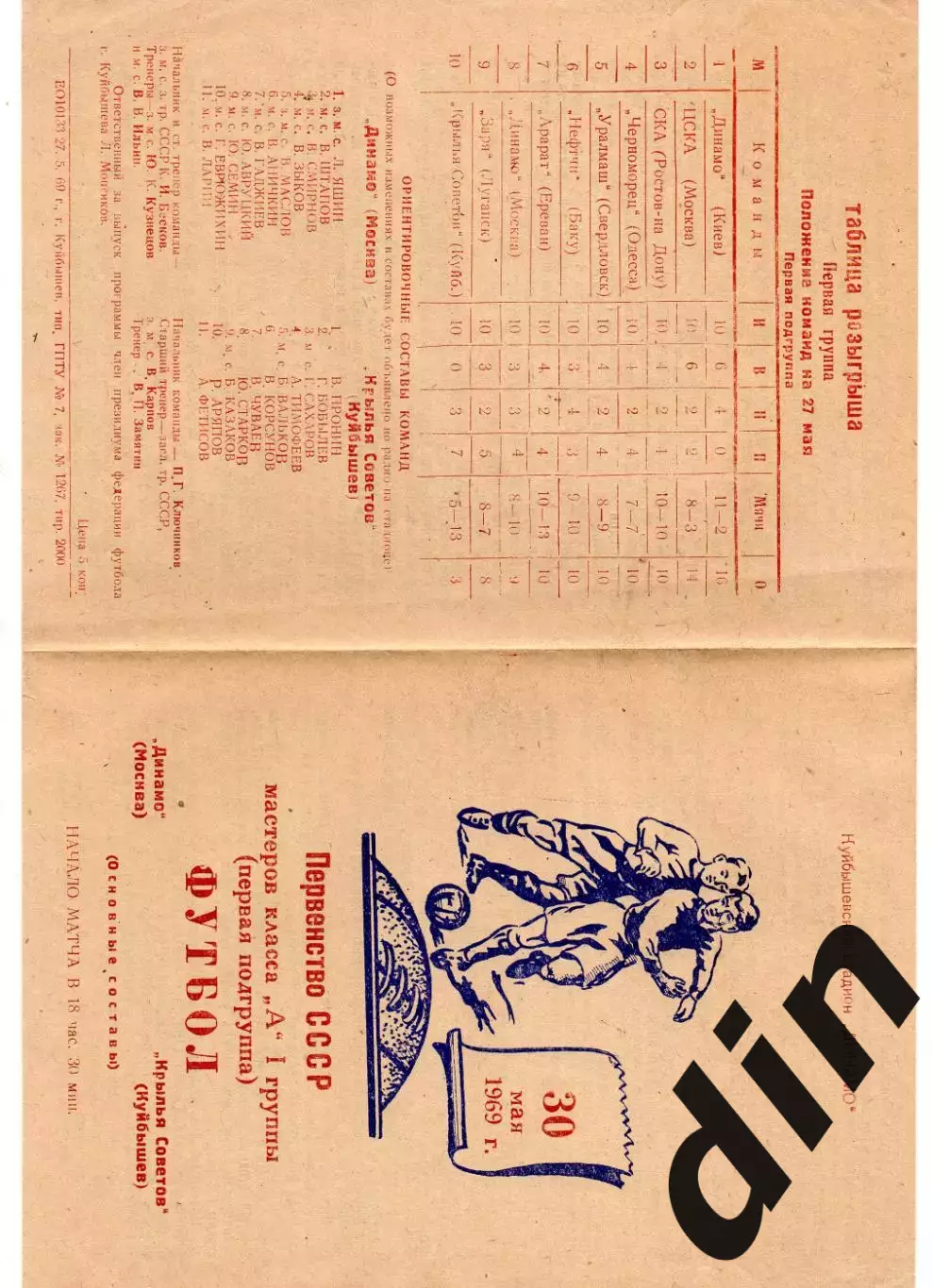 Крылья Советов Куйбышев Самара - Динамо Москва 30.05.1969