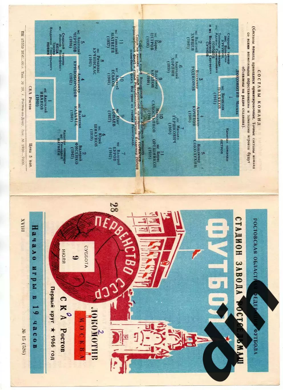 СКА Ростов-на-Дону - Локомотив Москва 09.07.1966