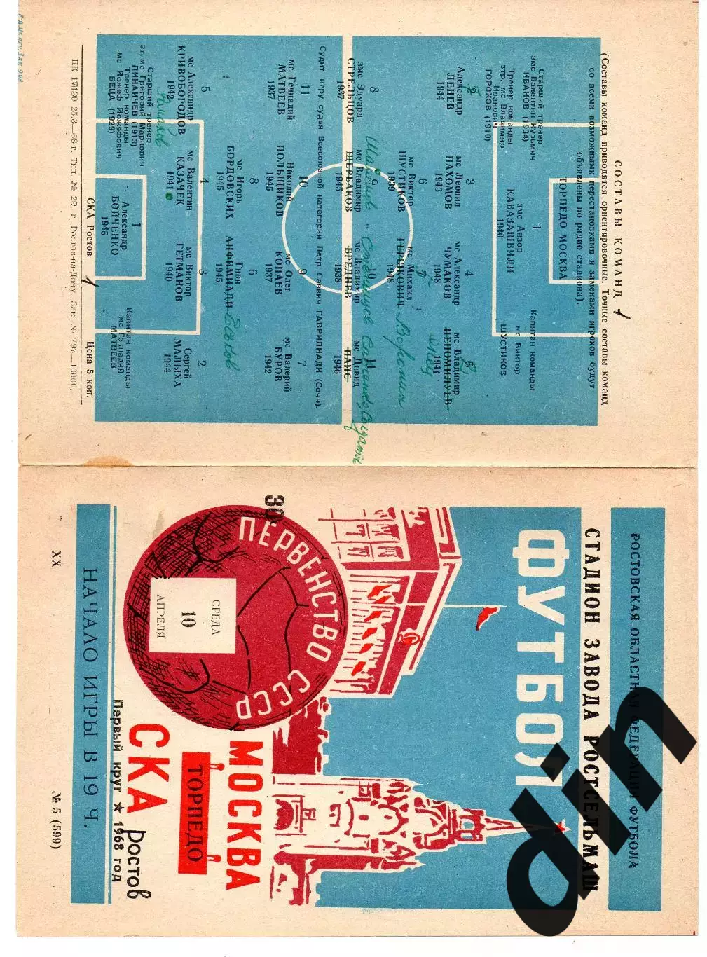 СКА Ростов-на-Дону - Торпедо Москва 10.04.1968