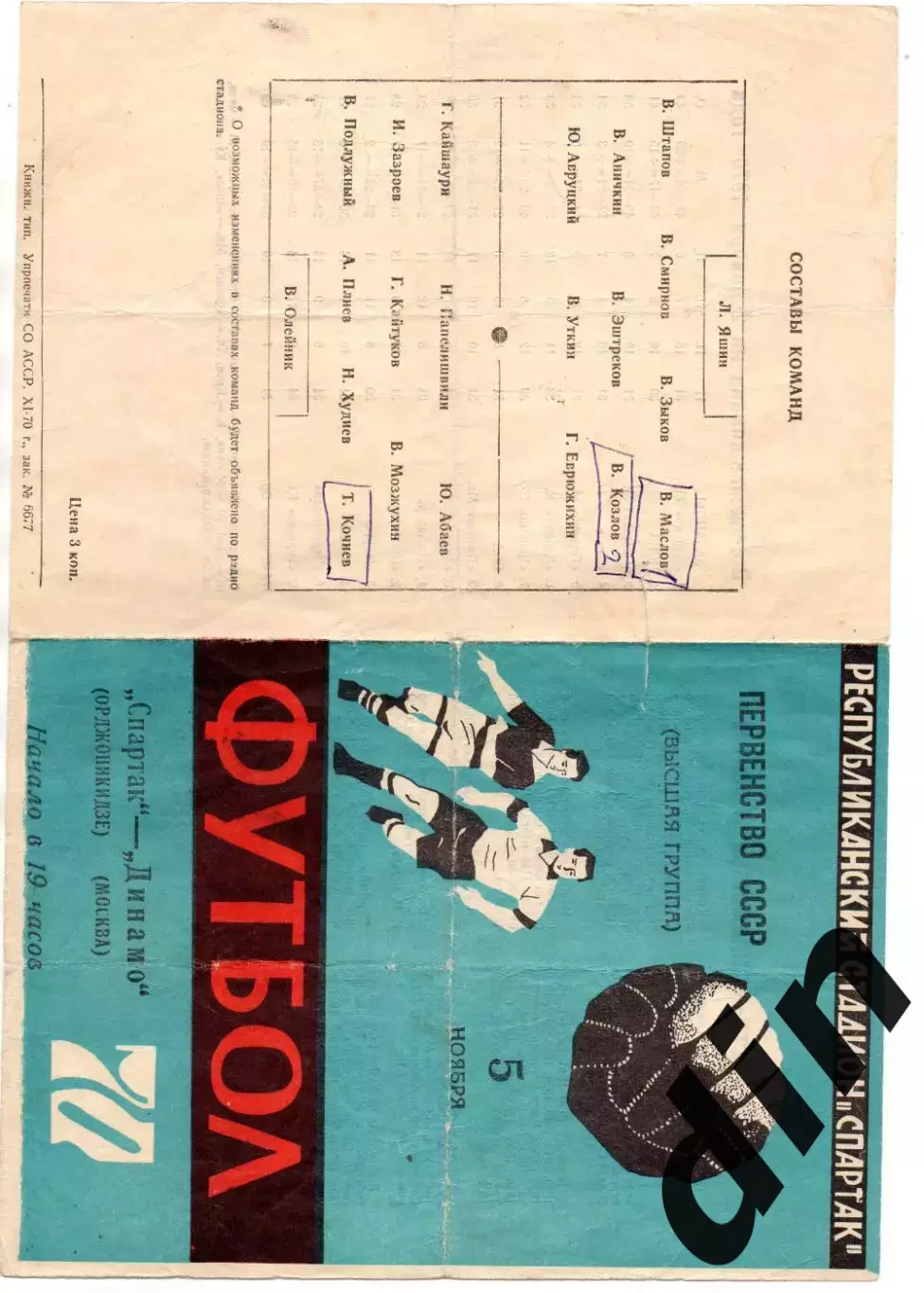 Спартак Орджоникидзе Владикавказ - Динамо Москва 05.11.1970