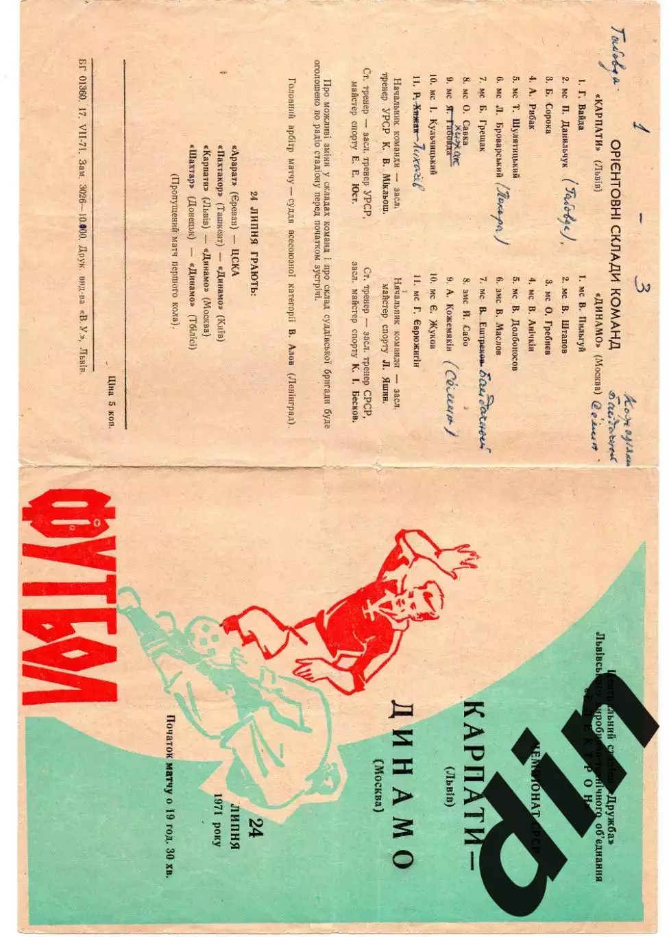 Карпаты Львов - Динамо Москва 24.07.1971