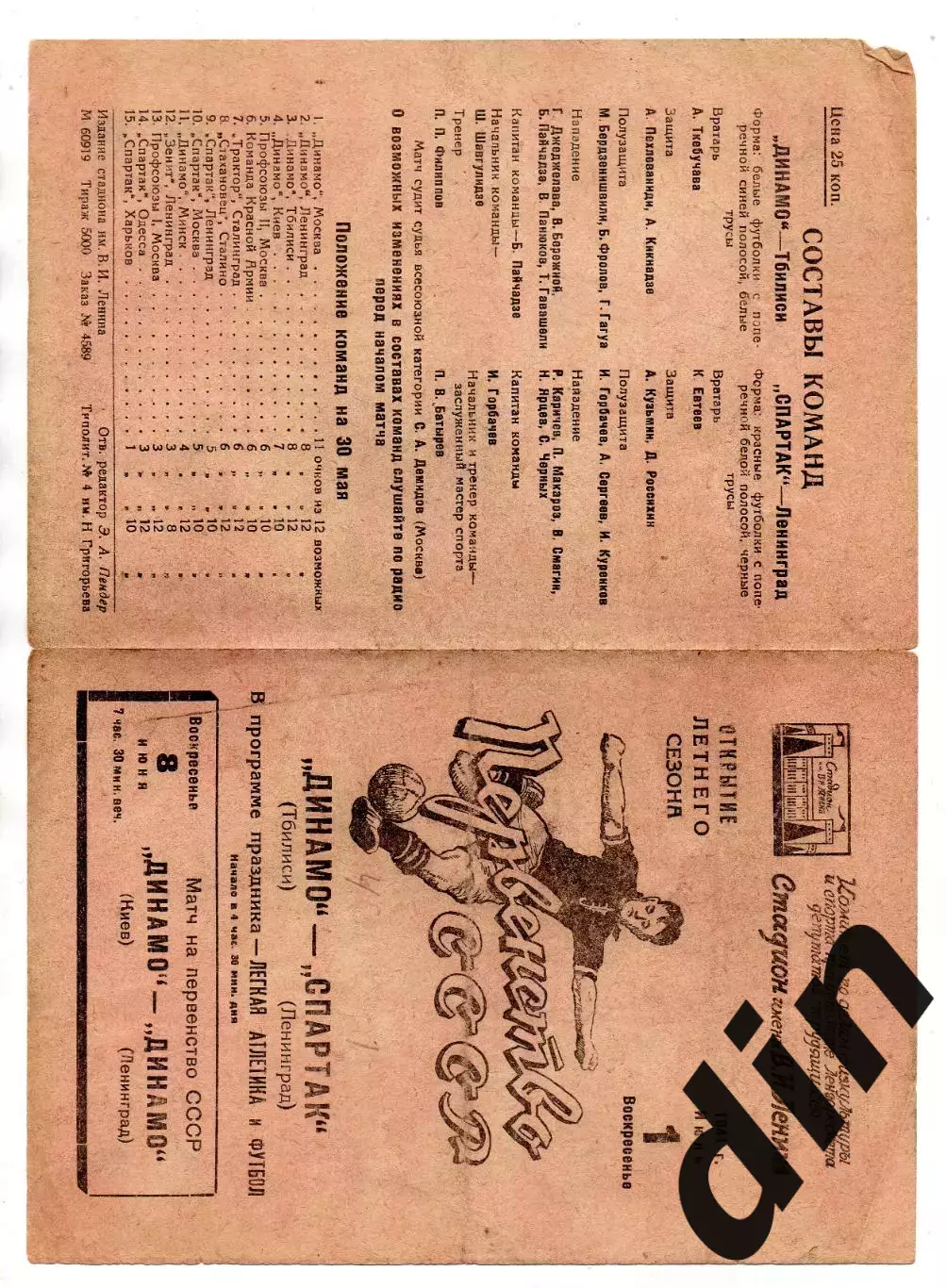 Спартак Ленинград -Динамо Тбилиси 08.06.1941