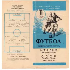 Спартак Москва - Милан Италия 11.07.1955