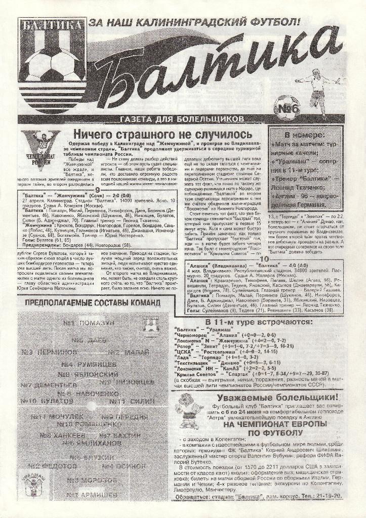 Балтика Калининград - Уралмаш Екатеринбург 08.05.1996
