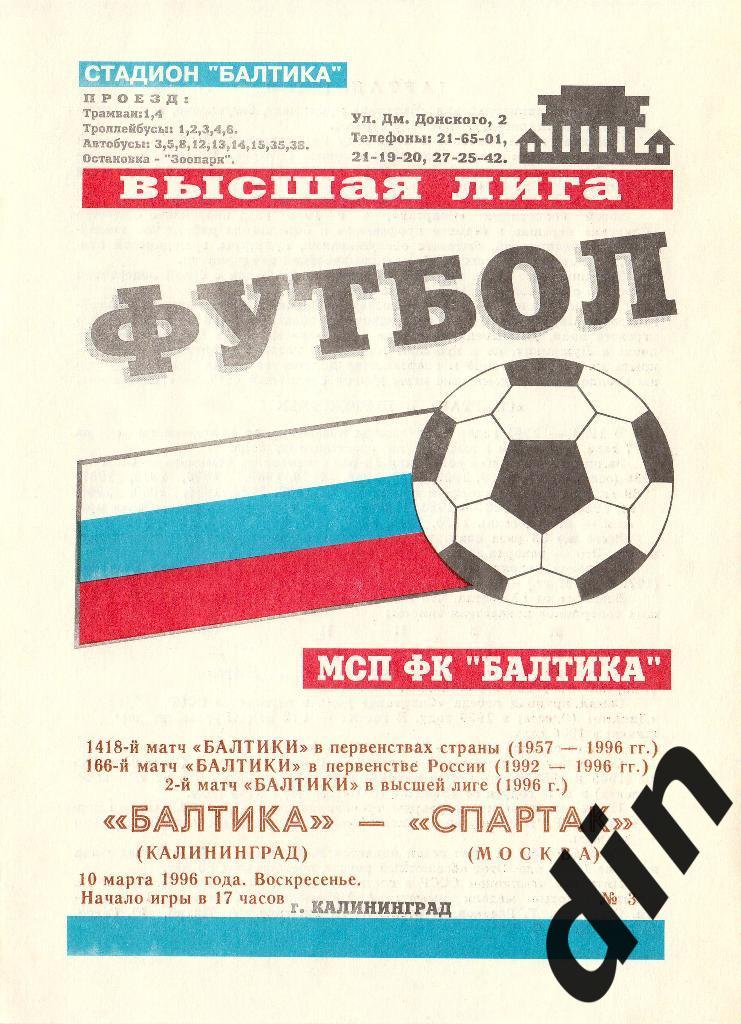 Балтика Калининград - Спартак Москва 10.03.1996