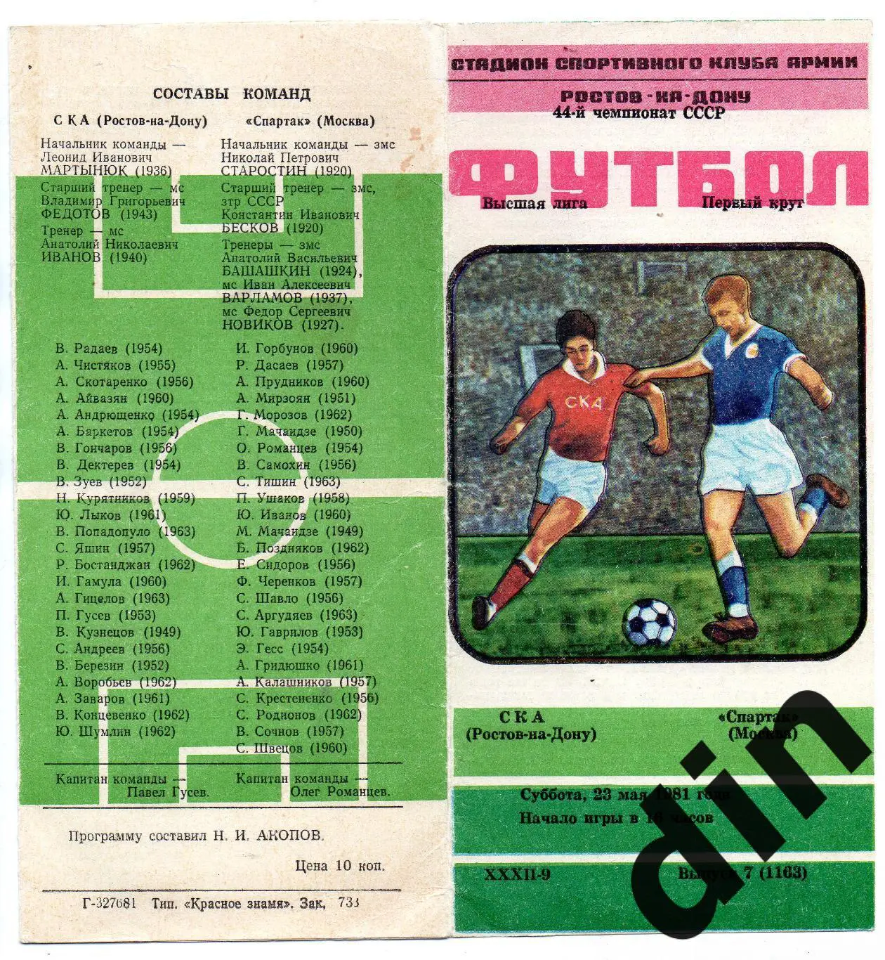 СКА Ростов-на-Дону - Спартак Москва 23.05.1981