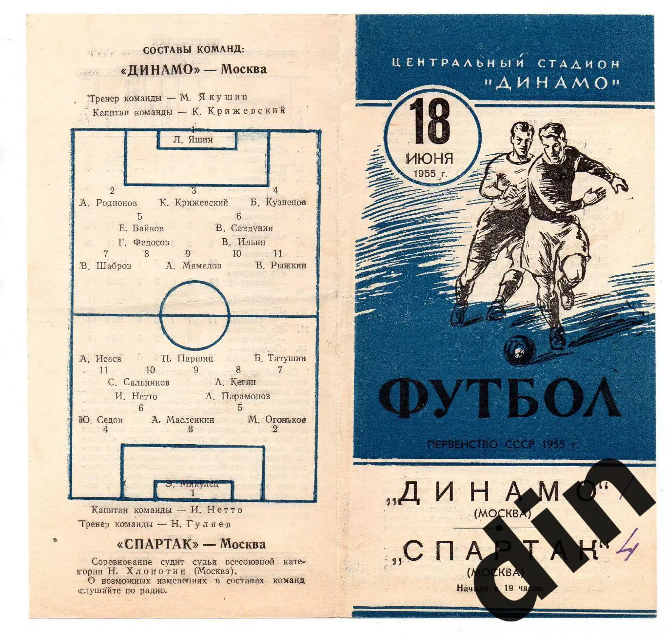 Динамо Москва - Спартак Москва 18.06.1955