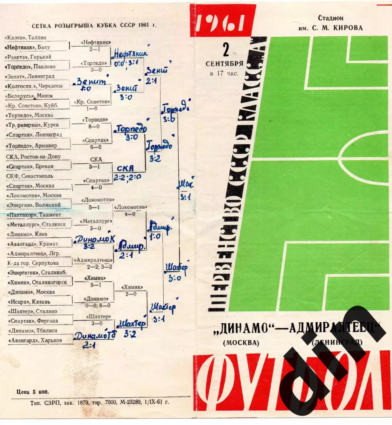 Адмиралтеец Ленинград - Динамо Москва 02.09.1961