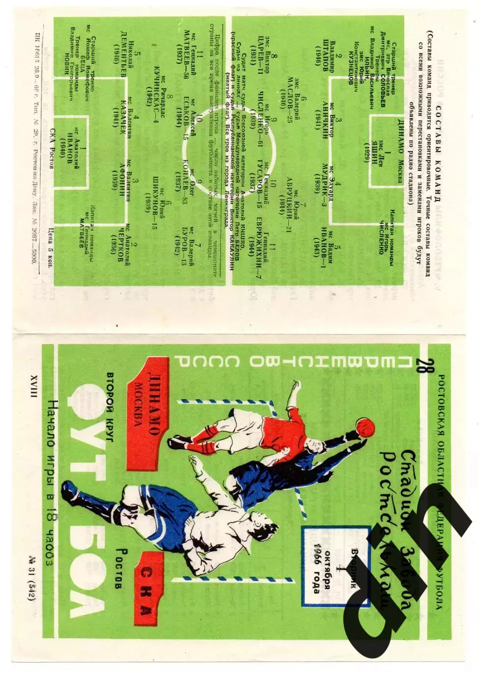 СКА ростов-на-Дону - Динамо Москва 04.10.1966