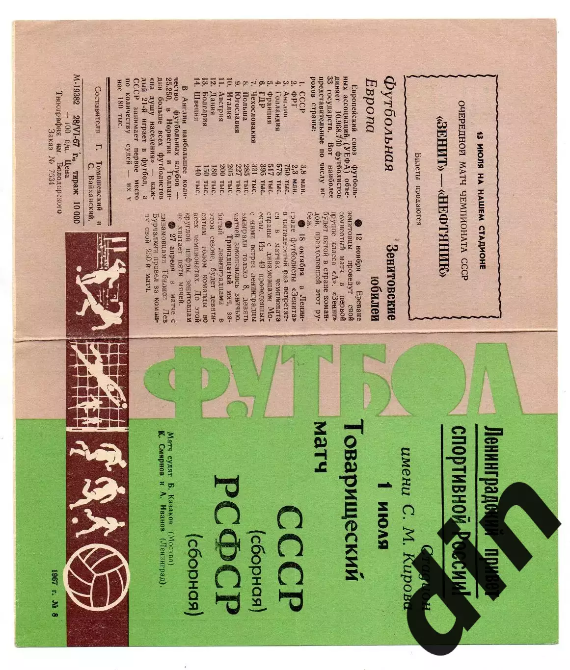 СССР сборная - РСФСР Россия сборная 01.07.1967