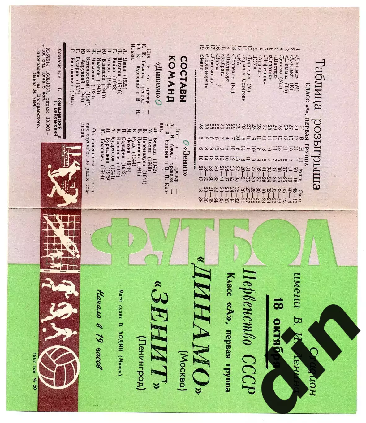 Зенит Ленинград - Динамо Москва 18.10.1967