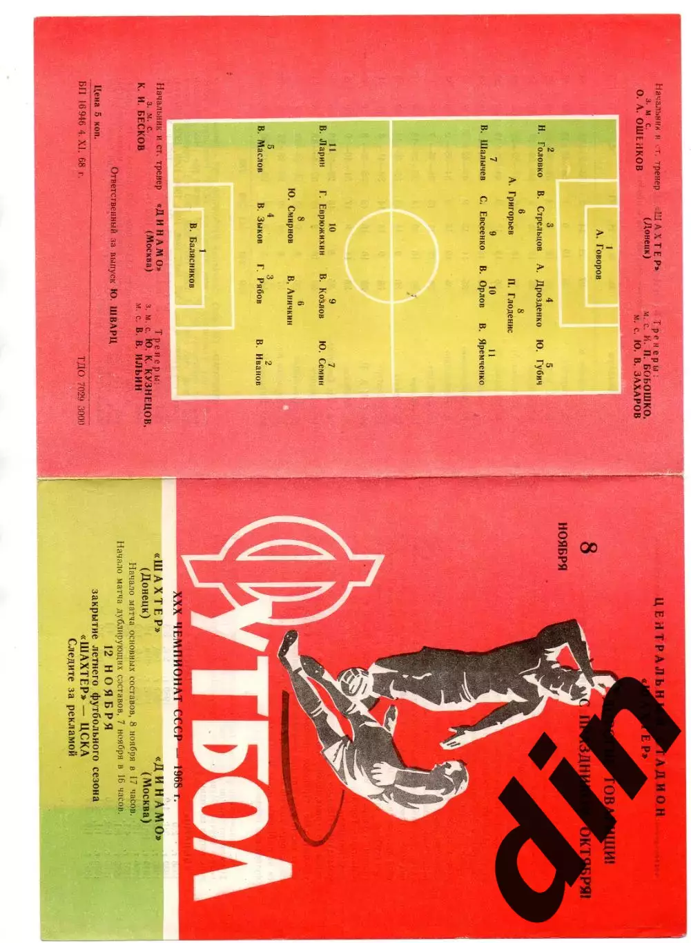 Шахтер Донецк - Динамо Москва 08.11.1968