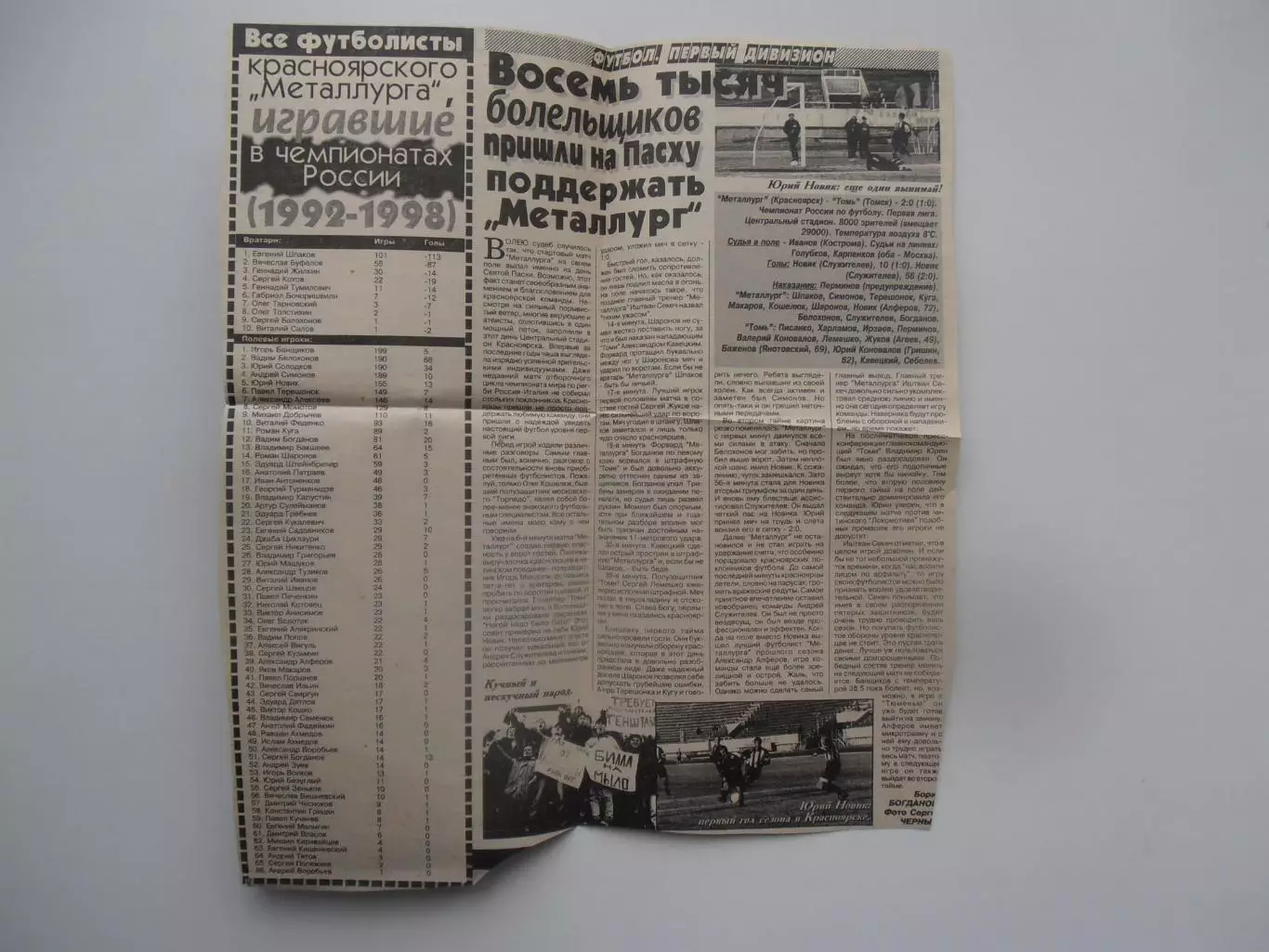 Металлург Красноярск-Томь Томск 1999