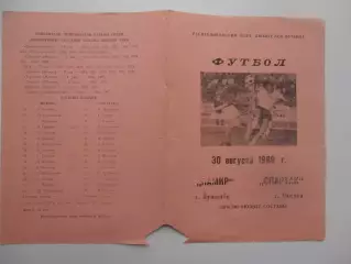 Памир Душанбе-Спартак Москва 30 августа 1989 дублирующие составы