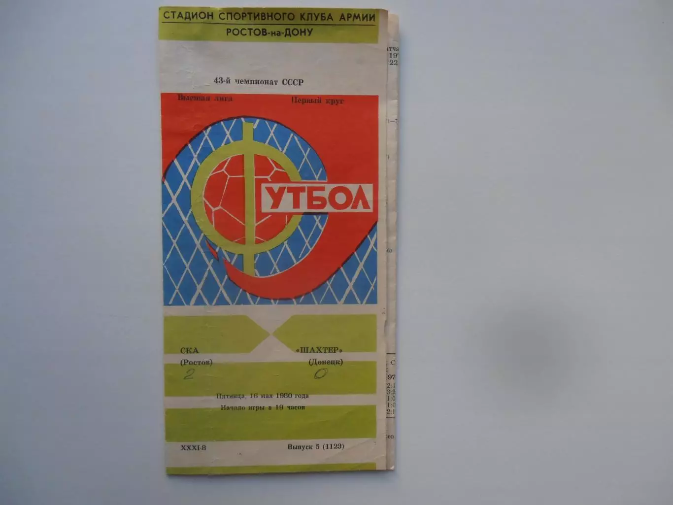 СКА Ростов-на-Дону-Шахтер Донецк 16 мая 1980