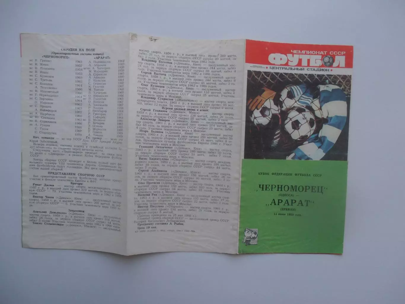 Черноморец Одесса-Арарат Ереван 11 июня 1988 кубок Федерации футбола СССР
