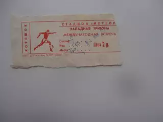 Билет Днепр Днепропетровск-Корреджезе Италия 1988