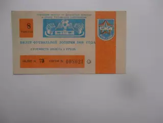 Билет футбольной лотереи СКА Ростов-на-Дону 1988