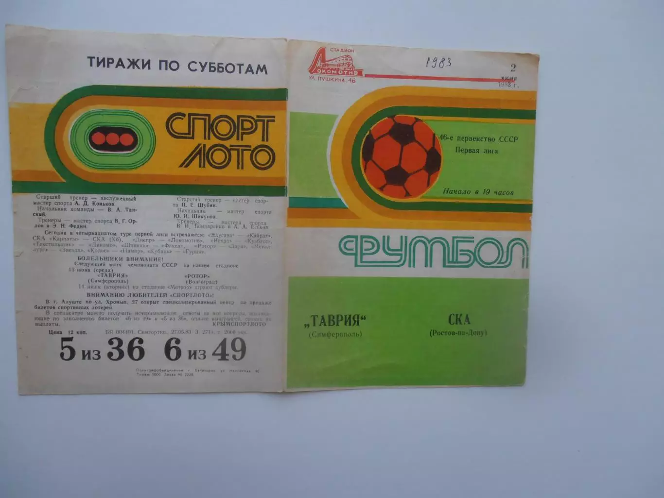 Таврия Симферополь-СКА Ростов-на-Дону 2 июня 1983