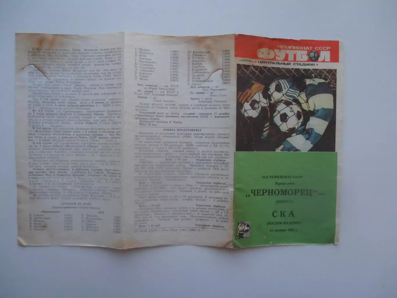 Черноморец Одесса-СКА Ростов-на-Дону 13 октября 1987