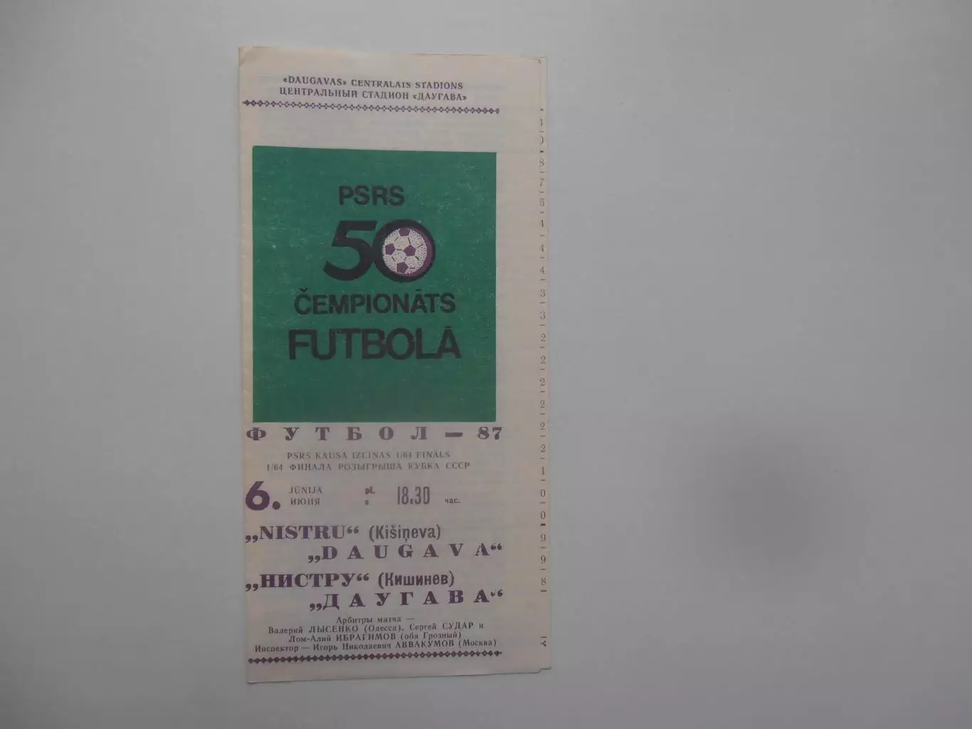 Даугава Рига-Нистру Кишинев 1987 кубок СССР