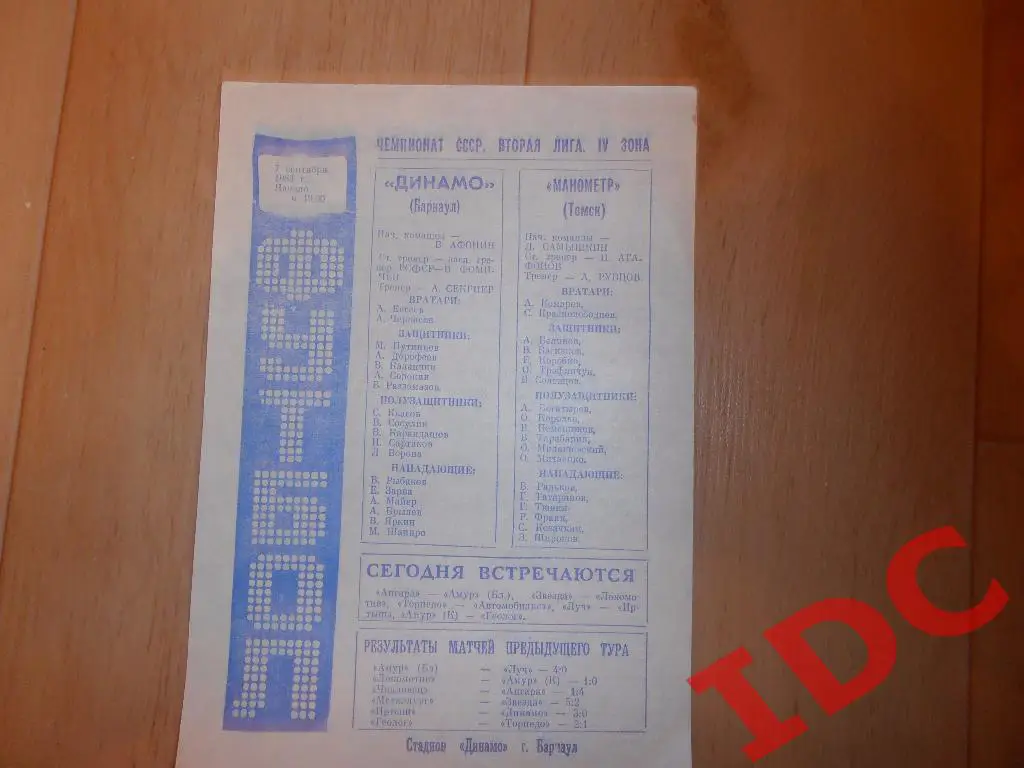 Динамо Барнаул-Манометр Томск 1983