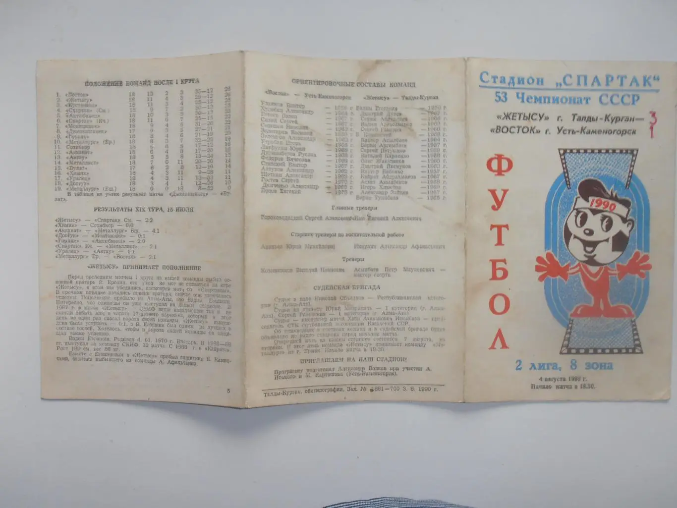 Жетысу Талды-Курган-Восток Усть-Каменогорск 4 августа 1990