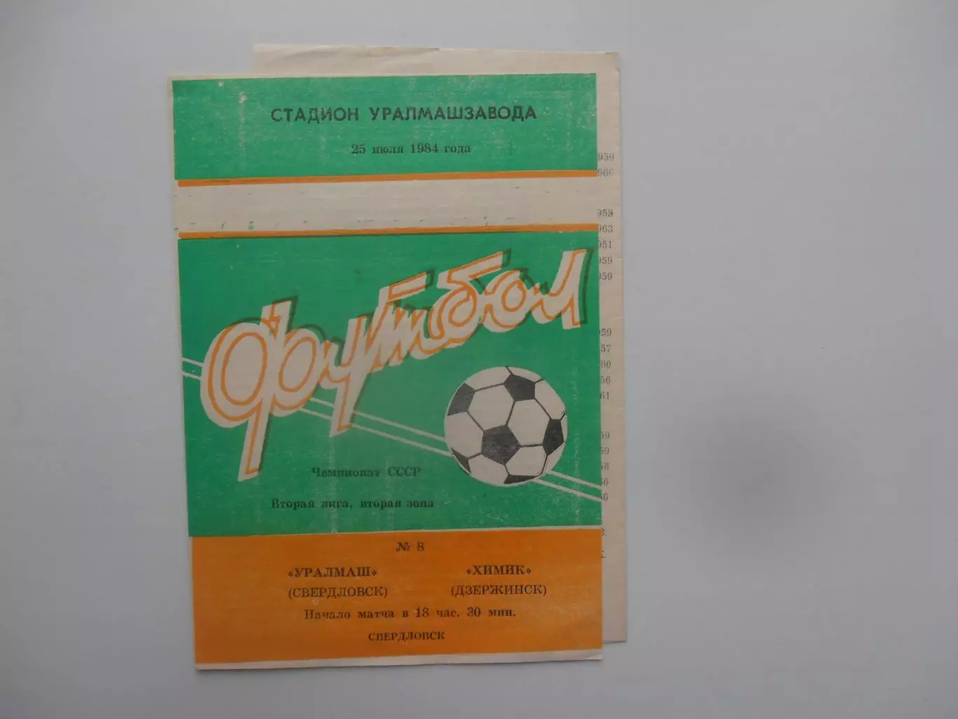 Уралмаш Свердловск-Химик Дзержинск 25 июля 1984