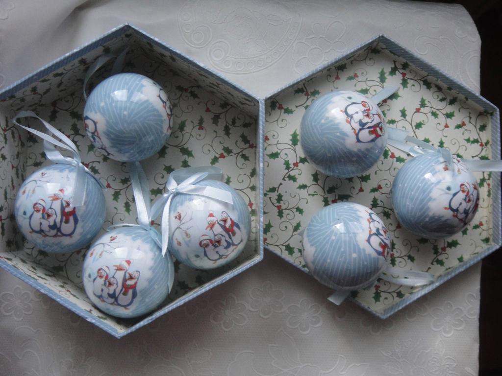 Набор ёлочных шаров (пенопласт)ПИНГВИНЫ7 штук в подарочной коробке 6