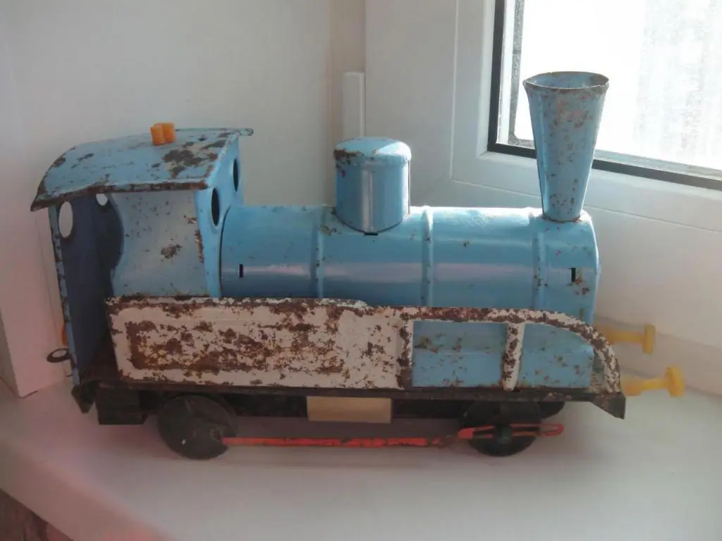 Паровоз СССР, заводной, жесть, клеймо